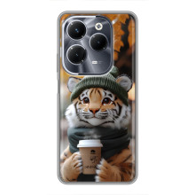 Печатный чехол «Зверята с кофе» для Infinix Hot 40 Pro – Тигр с кофе