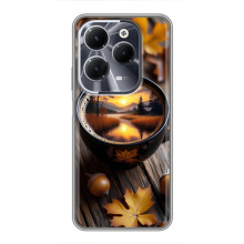 Чохол з унікальним дизайном 'Осінь з кавою' для Infinix Hot 40 – Темна кава