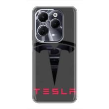 Силіконовий бампер з картинкою машини на Infinix Hot 40 – Logo TESLA