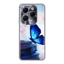 Силиконовый бампер с картинкой животных для Infinix Hot 40 (Бабочка синяя)