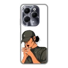 Силиконовый Чехол на Infinix Hot 40 с картинкой Стильных Девушек (В зеленом)
