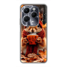 Печатный чехол «Зверята с кофе» для Infinix Hot 40 – Белка с кофе