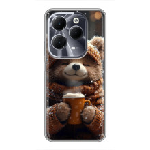 Печатный чехол «Зверята с кофе» для Infinix Hot 40 – Мишка с кофе