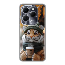 Печатный чехол «Зверята с кофе» для Infinix Hot 40 – Тигр с кофе
