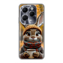 Печатный чехол «Зверята с кофе» для Infinix Hot 40 – Зайчик с кофе