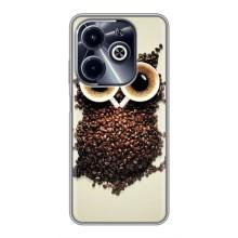 Чехлы с принтом СОВЫ для Infinix Hot 40i – Сова с зерен кофе