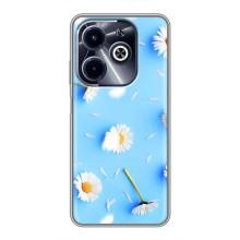 Чехол с Цветами для Infinix Hot 40i (ромашки на голубом)