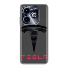 Силиконовый бампер с картинкой машины на Infinix Hot 40i – Logo TESLA