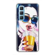 Чехол с картинкой Модные Девчонки Infinix Hot 50 5G – Девушка с коктейлем
