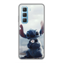Чехол с рисунком Стич для Infinix Hot 50 5G – Стич с цветочком