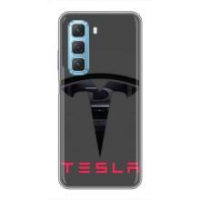 Силиконовый бампер с картинкой машины на Infinix Hot 50 5G (Logo TESLA)