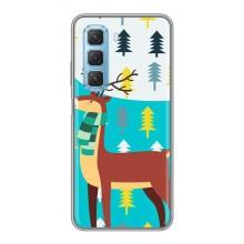 Силиконовый бампер с картинкой животных для Infinix Hot 50 5G (Олень с шарфом)