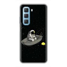 Силиконовый Чехол с принтом "Космонавты" на Infinix Hot 50 5G – Космонавт на рыбалке