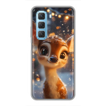 Яскравий чохол для Infinix Hot 50 5G з Зимові Оленята – Оленятко серед герлянд