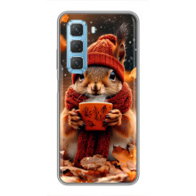 Печатный чехол «Зверята с кофе» для Infinix Hot 50 5G – Белка с кофе