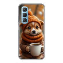 Печатный чехол «Зверята с кофе» для Infinix Hot 50 5G – Песик с кофе