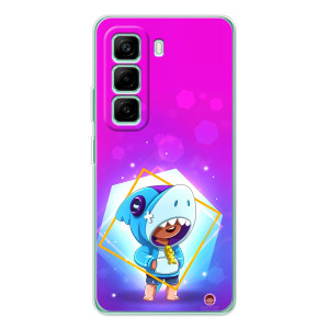 Чехол Бравл Старс для Infinix Hot 50 Pro Plus – Леон в костюме Акулы