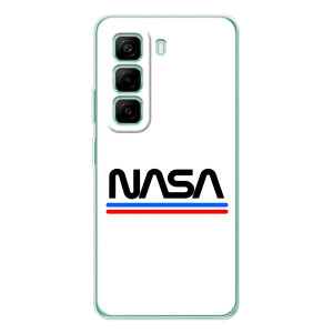 Силиконовый бампер с принтом "Наса" на Infinix Hot 50 Pro Plus – NASA на белом фоне