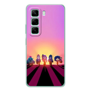 Силиконовый Чехол на Infinix Hot 50 Pro Plus с картинкой Brawl Stars (Персонажи в закате)