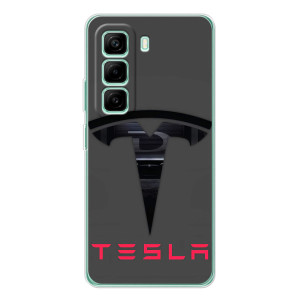 Силиконовый бампер с картинкой машины на Infinix Hot 50 Pro Plus – Logo TESLA