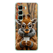 Печатный чехол «Зверята с кофе» для Infinix Hot 50 Pro Plus – Жираф с кофе