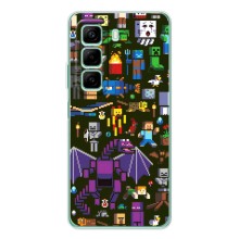 Чехол Майнкрафт на Infinix Hot 50 Pro (AlphaPrint) Minecraft (Коллаж Майнкрафт)