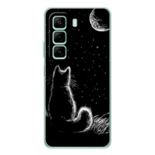 Чехол с принтом для Infinix Hot 50 Pro (AlphaPrint) Модные коты (Котик и луна)