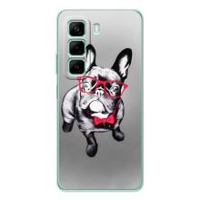Чехол (ТПУ) Милые собачки для Infinix Hot 50 Pro (Бульдог в очках)