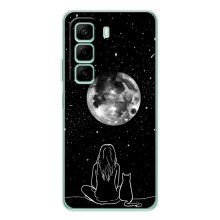 Чехол с рисунком кот на Infinix Hot 50 Pro (Девушка с котом)