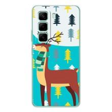 Силиконовый бампер с картинкой животных для Infinix Hot 50 Pro (Олень с шарфом)