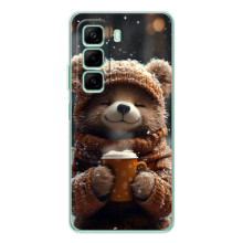 Печатный чехол «Зверята с кофе» для Infinix Hot 50 Pro – Мишка с кофе