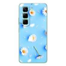Чехол с Цветами для Infinix Hot 50 (ромашки на голубом)