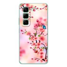 Чехол с принтом САКУРЫ на Infinix Hot 50 – Бабочки на сакуре