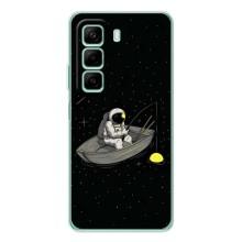 Силиконовый Чехол с принтом "Космонавты" на Infinix Hot 50 – Космонавт на рыбалке