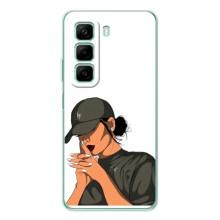 Силиконовый Чехол на Infinix Hot 50 с картинкой Стильных Девушек (В зеленом)