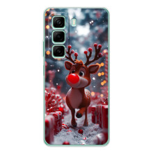 Яркий чехол для Infinix Hot 50 с Зимними Оленятами (Олень среди подарков)