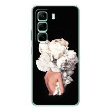 Чехлы (ART) Цветы на Infinix Hot 50i (VPrint) (Білі квіти)