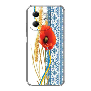 Силиконовый Чехол на Infinix Hot 50i с картинкой Вышиванки – Вышиванка с цветком