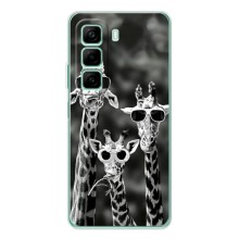 Силиконовый чехол с КАРТИНКАМИ лето для Infinix Hot 50i (AlphaPrint) (Жирафы в очках)