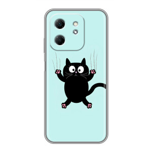 Силиконовый чехол с котиком для Infinix Hot 50i – Падающий кот