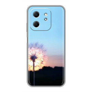 Силиконовый Чехол с одуванчиками на Infinix Hot 50i – Закат с одуванчиком