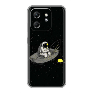 Силиконовый Чехол с принтом "Космонавты" на Infinix Hot 50i – Космонавт на рыбалке