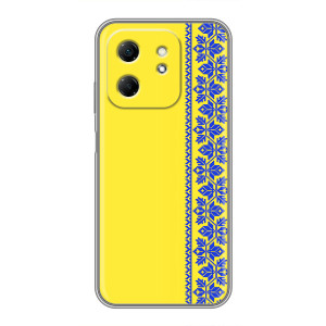 Силиконовый Чехол на Infinix Hot 50i (Вышиванка на желтом)