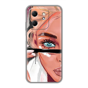 Силиконовый Чехол на Infinix Hot 50i с картинкой Стильных Девушек (Девушка и ресницы)