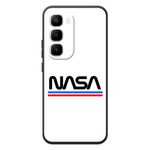 Силиконовый бампер с принтом "Наса" на Infinix Hot 60 Pro Plus – NASA на белом фоне