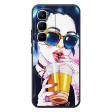 Чехол с картинкой Модные Девчонки Infinix Hot 60 Pro Plus (Девушка с коктейлем)
