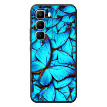 Чехол с принтом для Хот 60 Про Плюс - (Прикольные) (AlphaPrint) (Синие бабочки)