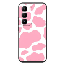 Чехол с принтом коровы на Хот 60 Про Плюс (Розовый принт)