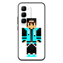 Чехлы для Infinix Hot 60 Pro Plus (Персонажи Майн Крафт) (Мальчик в голубом)