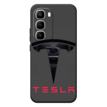 Силиконовый бампер с картинкой машины на Infinix Hot 60 Pro Plus – Logo TESLA